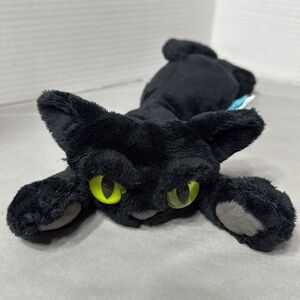 Manhattan Toy Lanky Cats Ziggie Black Floppy Cat Plush Big Green Eyes Vtg 2002
